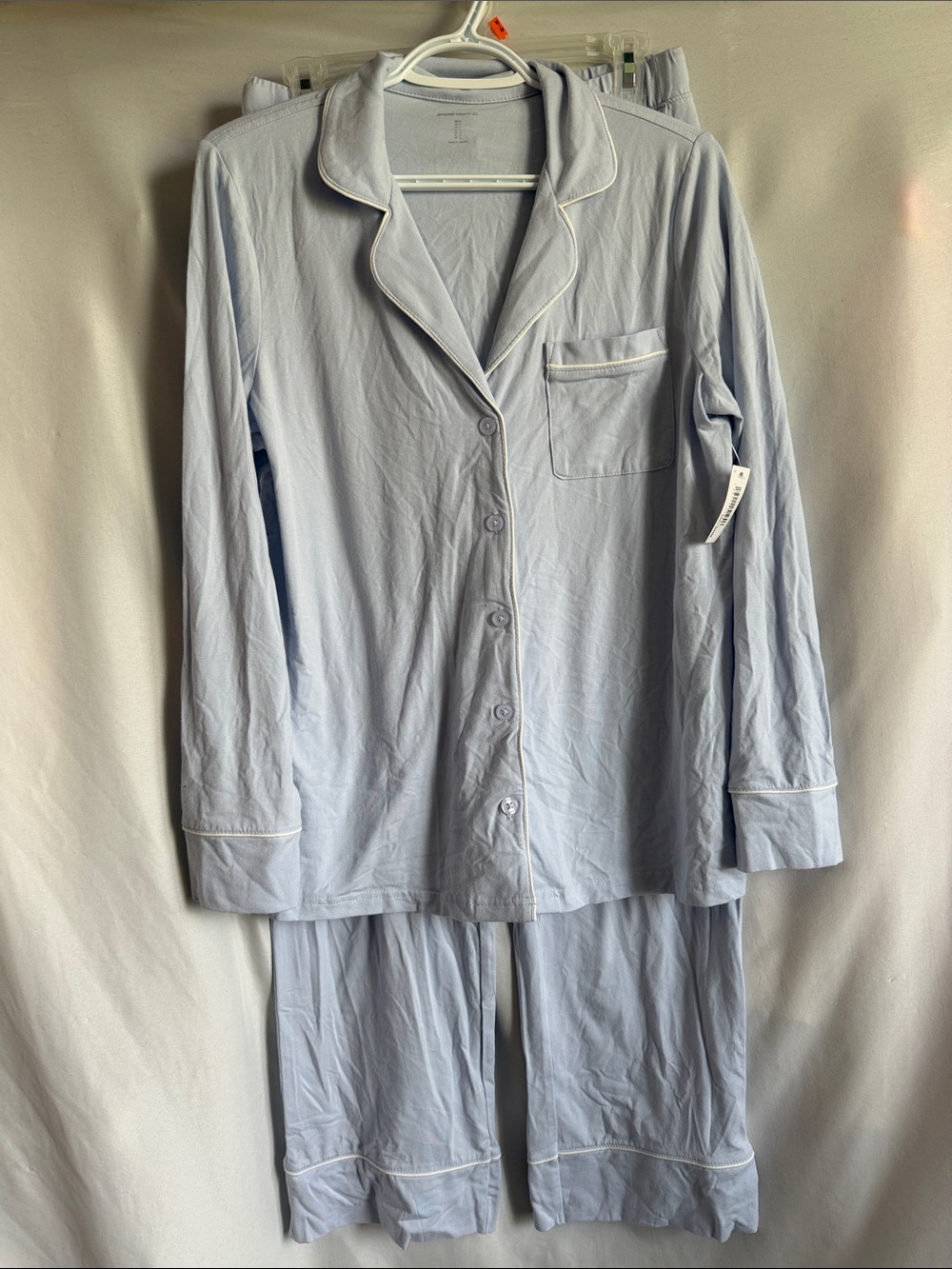 Amazon Essentials Light Blue Long Sleeve Cotton Blend Pajama Set